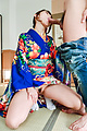 Woman in sexy kimono, Japanese blow job on cam  Photo 5