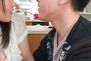 Asian blowjob in the kitchen with Sanae Akino Photo 10