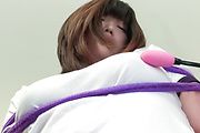 Rare scenes with a busty Japan doll dealing two dicks  Photo 8