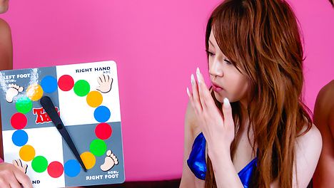 Threesome with Ria Sakurai in a dirty twister game